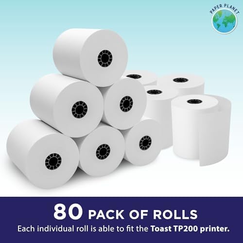 PaperPlanet Thermal Paper for Toast TP200 Printer | 20 Rolls | Thermal Receipt Paper, Compatible with Toast TP200 Printer