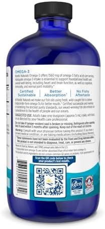Nordic Naturals Omega-3, Lemon Flavor - 8 oz - 1560 mg Omega-3 - Fish Oil - EPA & DHA - Immune Support, Brain & Heart Health, Optimal Wellness - Non-GMO - 48 Servings