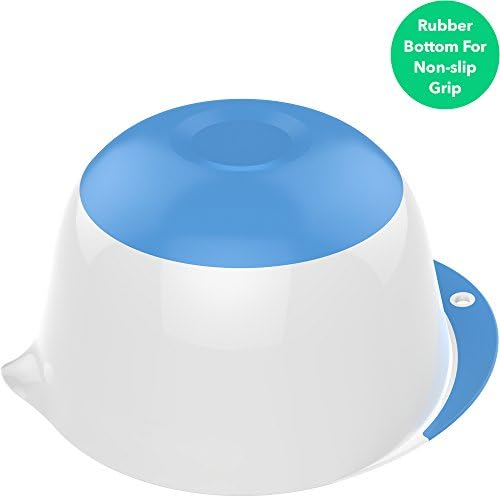 Vremi 3 Piece Plastic Mixing Bowl Set - Nesting Mixing Bowls with Rubber Grip Handles Easy Pour Spout and Non Slip Bottom - Three Sizes Small Large