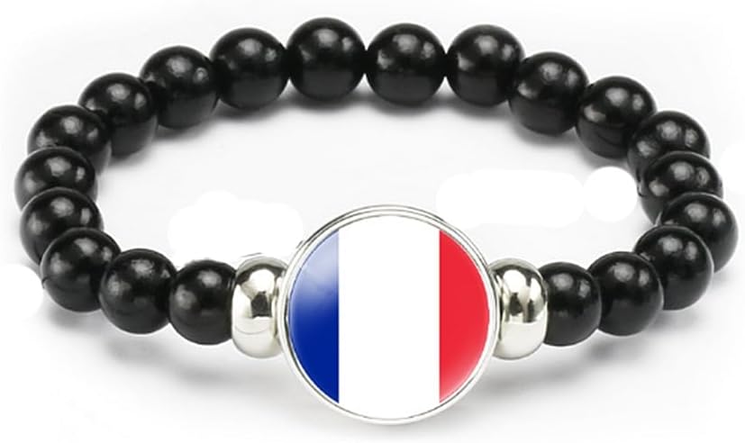 vmcoatdu National Flag Bracelet Elastic Rope Beaded Bracelet Support Your Country Travel Souvenir Gifts for Men Women
