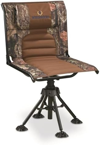 360 Degree Swivel Camo Hunting Blind Chair, Folding, Lightweight, Portable, Padded Cushion Hunting Seat 300 lbs Capacity, Hunt Gear and Equipment