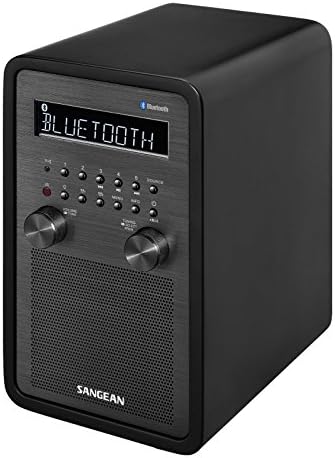 Sangean WR-50P AM/FM Bluetooth Wood Cabinet Tabletop Stereo Digital Receiver, Black