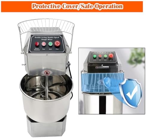 INTBUYING 30 QT Stand Dough Mixer 7.5 Gallon Double Action Spiral Stand Mixer with Double-Speed