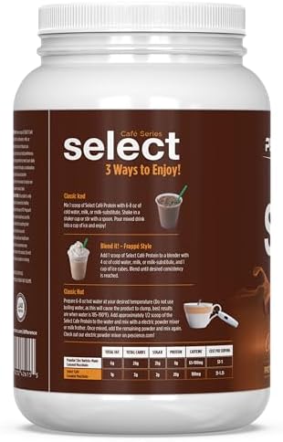 PEScience Select Cafe Protein Coffee Powder, Caramel Macchiato, 20 Servings | 100mg Caffeine, 20g Iced Protein Coffee Powder or Creamer