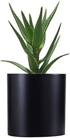 FaithLand 14 Inch Fiberstone Planter - Lightweight Modern Cylinder Plant Pot with Drainage Hole & Plug, Indoor Outdoor Use, Matte White
