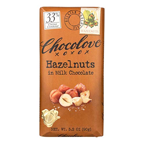 Chocolove Xoxox Premium Chocolate Bar - Milk Chocolate - Hazelnuts - 3.2 Oz Bars - Case Of 12