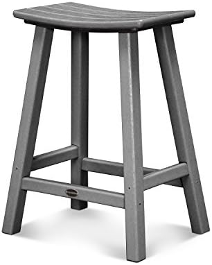 Polywood Outdoor Bar Stools - All-Weather 24 Inch Counter Height Outdoor Patio Bar Stools - Heavy Duty HDPE - Classic Curved Chairs for Pool, Deck