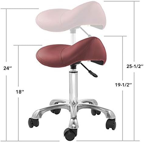 Saloniture Professional Ergonomic Saddle Stool, Black - Adjustable Hydraulic Seat, Rolling Spa Salon, Massage