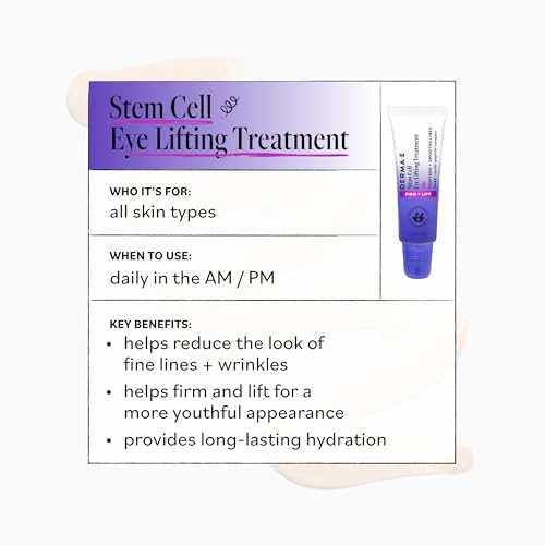 Derma E Stem Cell Lifting Eye Treatment – Multi Action Firming and Tightening Under Eye and Upper Eyelid Cream - Hydrating and Revitalizing