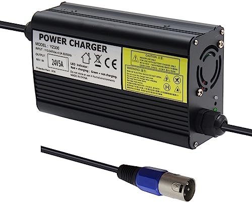 24V 5A Battery Charger 3-Pin XLR for Pride, Jazzy, Drive Medical, Golden Technologies, Shoprider, Rascal, EA1065, S150 180 X-CEL