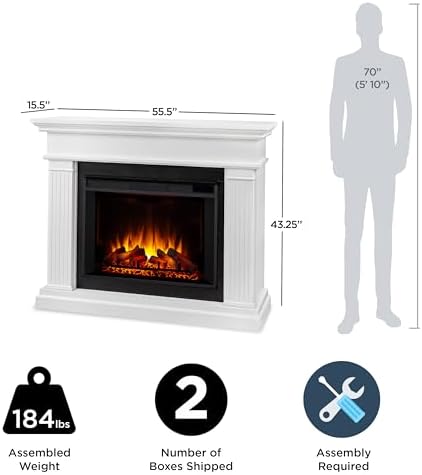 Real Flame Centennial Grand Electric Fireplace with Mantel for Living Room or Bedroom, Replaceable Fireplace Insert Heater