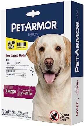 PetArmor Flea & Tick Topical Dogs 45-88 lbs, Fipronil, 3-Month | Ideal for Large Dogs 45-88 lbs; Kills Adult Fleas in 24-48 hrs; 3-month supply; Vet-Quality, No Rx Needed