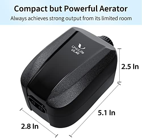 Uniclife Aquarium Air Pump Adjustable 4 LPM 2 Outlets Oxygen Pump with Accessories 100 Gallon Fish Tank