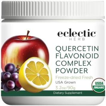 Eclectic Institute Raw Fresh Freeze-Dried Quercetin Flavonoid Complex, Whole Food Powder | 3.2 oz (90 g)