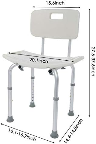 Shower Stool, Adjustable Shower Chair,Portable Bath Seat, White Bathtub Lift Chair, Height is Adjustable of 14 to 21 (Silver)