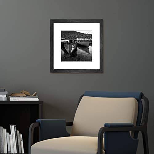 12x12 Picture Frame Matted to Fit Photos 8x8 or 12 x 12 Pictures Without Mat, 12 by 12 Square Solid Wood Black Picture Frames for Wall Mounting