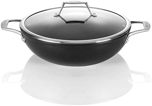 TECHEF - Onyx Collection, 12-Inch Nonstick Flat Bottom Wok/Stir-Fry Pan - PFOA Free, Dishwasher and Oven Safe, Made in Korea