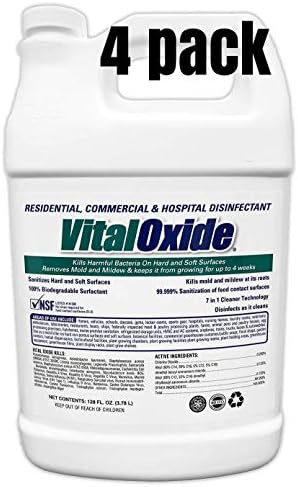 Vital Oxide Disinfectant, Deodorizer, Cleaner, Food-Contact Sanitizer, Virucide – (EPA registration #82972-1) – Kills Mold & Mildew, Eliminates Odors -1 Gallon | EPA registration 82972-1, disinfectant, deodorizer, cleaner, food-contact sanitizer and viru…