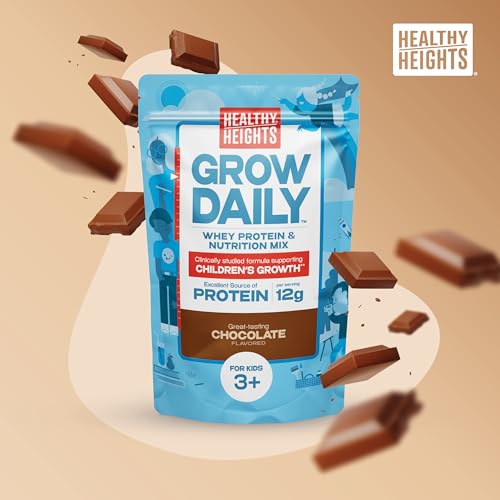 Healthy Heights Grow Daily Kids Protein Drink Mix (Chocolate) - High Protein Shake for Kids 3+, 21.6 oz