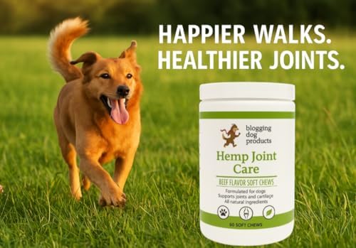 Dog Joint Supplement – Glucosamine, Hemp, MSM & Turmeric for Dogs – Hip & Joint Relief Soft Chews, 60-Count by Blogging Dog Products