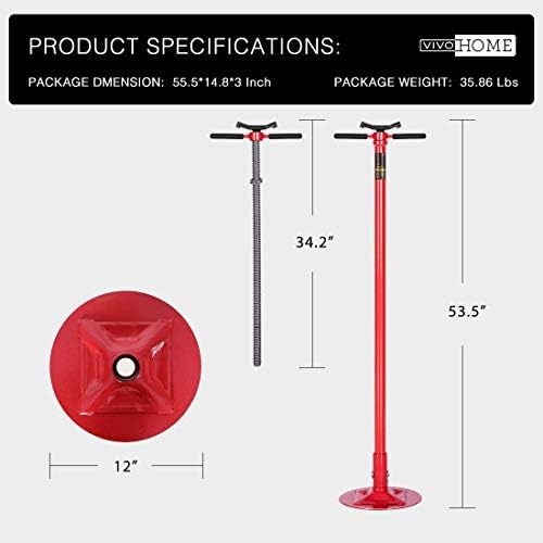 SPECSTAR Under Hoist Support Stand 3/4 Ton Jack Stand | 1650Lbs Capacity, Adjustable 52-76 Inch Height, 12 Inch Diameter Base for Vehicle Lifting & Support