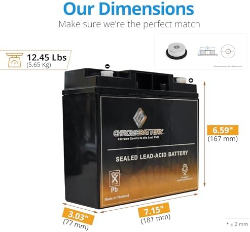 CB CHROMEBATTERY 12V 20AH T6 Maintenance-Free Battery for Alarm Systems, Scooters, Toys, Emergency Lights, and More - Threaded (T6) Terminal