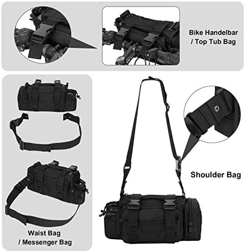 BraveHawk OUTDOORS Bike Handlebar Bag, 900D Nylon Oxford Multi-purpose Waist Bag Water Resistant Bicycle Cycling Pack (Black)