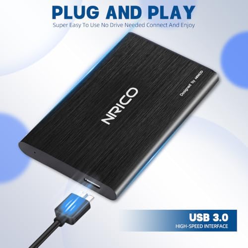 NRICO Ultra Slim 500GB Portable External Hard Drive USB3.0 HDD Storage | Compatible for PC, Desktop, Laptop,Mac,PS4, Xbox one(BLACK, 500,GB) large capacity external storage,Plug and Play