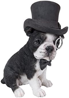 Hi-Line Gift Ltd. Boston Terrier with Top Hat - Spectacle and Bow Tie, Black and White