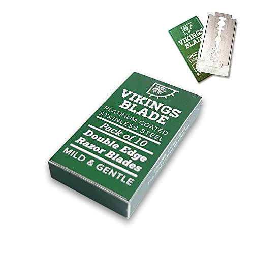 VIKINGS BLADE Double Edge Safety Razor Blades, 50x Blades, Swedish Steel + Platinum Coated, Replacement Razor Blades & Refills (Mild & Gentle)