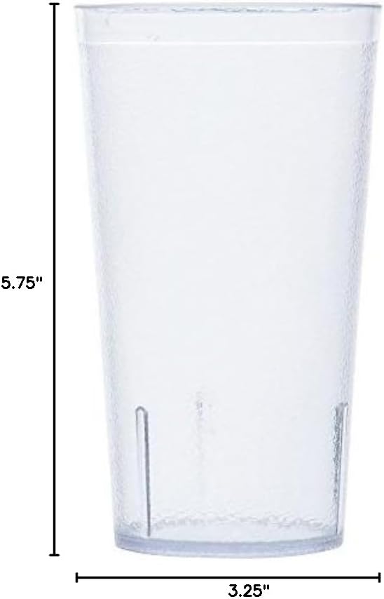 GET 16 oz Clear Plastic Tumbler (Set of 12) | Dishwasher safe, BPA-free, Shatterproof, Stackable, Restaurant service, Great for Water, Juice