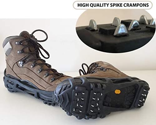 Ice Snow Traction Cleats - Lightweight Crampon Cleats for Walking on Snow & Ice - Anti Slip Grippers Fasten Quickly & Easily Over Footwear - Protable Grips for Shoes and Boots