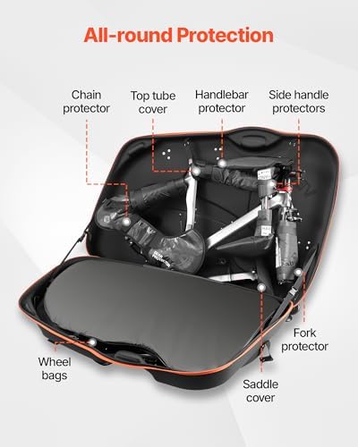VEVOR Bike Travel Bag, Road Bike Bag Road Bicycle Storage Carry with TSA Lock & Dual Zipper for Air Travel, Outdoor Use, Airplane, Car, Train, Subway Transport