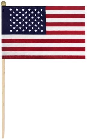 Lot of -100-4x6 Inch US American Hand Held Stick Flags Safety Ball Top Made in the USA
