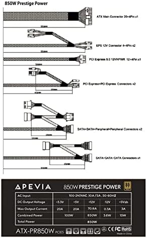 Apevia ATX-PR800W Prestige 800W 80+ Gold Certified, RoHS Compliance, Active PFC ATX Gaming Power Supply