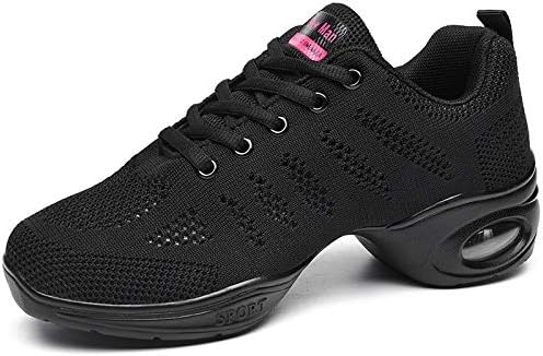 Slow Man Women's Jazz Shoes Lace-up Sneakers - Breathable Air Cushion Lady Split Sole Athletic Walking Dance Shoes Platform