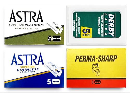 Astra-Derby-Voskhod Double Edge Razor Blades Sampler, 20 Blades