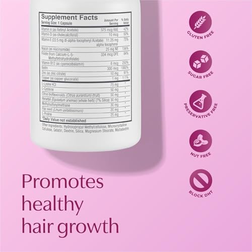 BosleyMD Women’s Healthy Hair Growth Supplements for Thicker, Fuller Hair– DHT-Blocking Botanicals with Biotin, Niacin, Zinc & L-Lysine – Rich in Vitamins & Minerals – 60 Capsules (2-Month Supply)