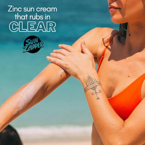 Sun Zapper Clear Zinc Sunscreen SPF 50+ Travel Size – Zinc Oxide Sunscreen for Face and Body, Water Resistant Broad Spectrum Sunblock, No White Cast, Oxybenzone Free, 60mL (2 oz), Australian Made