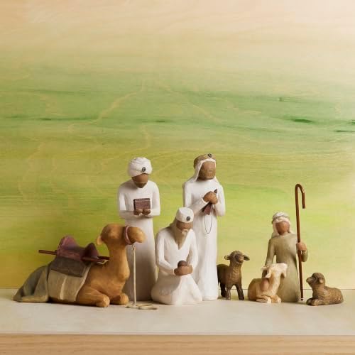 Willow Tree Shepherd and Stable Animals, Sculpted Hand-Painted Nativity Figures, 4-Piece Set | Designed by Artist Susan Lordi, Build the Nativity Scene, a Timeless Holiday Tradition to Display on Mantel or Tabletop