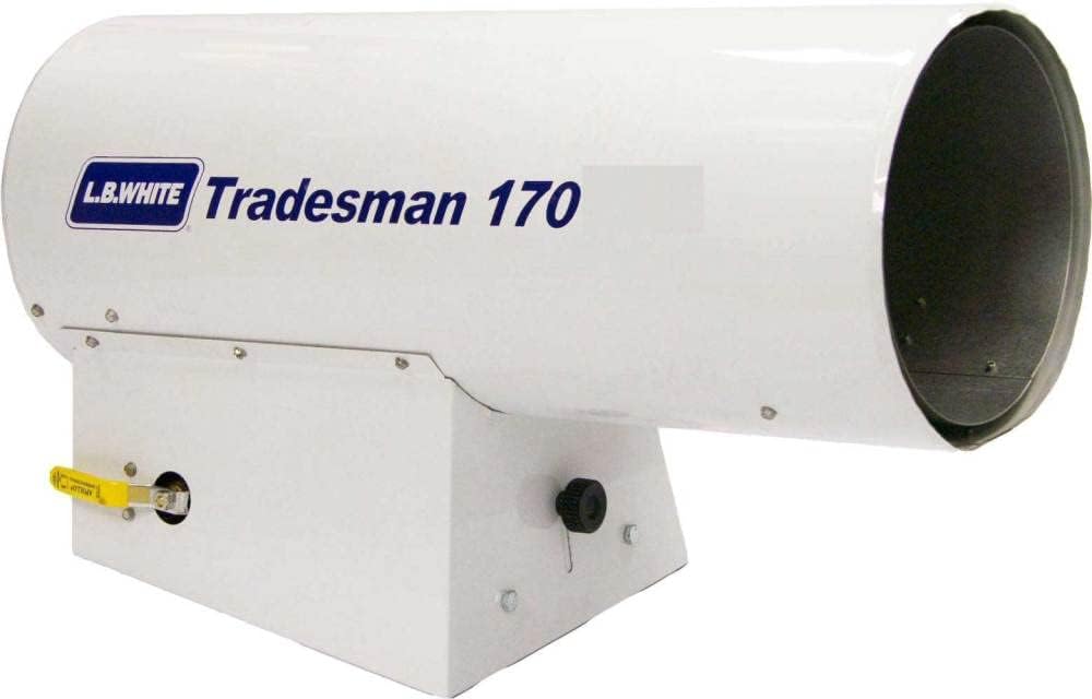 L.B. White Tradesman 170n Portable Forced Air Heater 125,000-170,000 BTUH, NG Portable Gas Heater for Industrial and Construction Sites