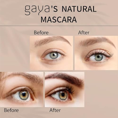 Vegan Black Mascara for Sensitive Eyes, Natural Hypoallergenic mascara, Buildable Lengthening and Volumizing for Natural Looking, Cruelty Free, Ophthalmologist Tested- By Gaya cosmetics
