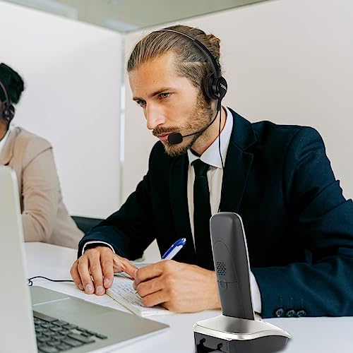 AGPTEK® 2.5mm Dual Ear Call Center Telephone Headphone | 6FT Noise Cancelling Binaural Headset, with Boom-Style Mic for Most Cordless Phones