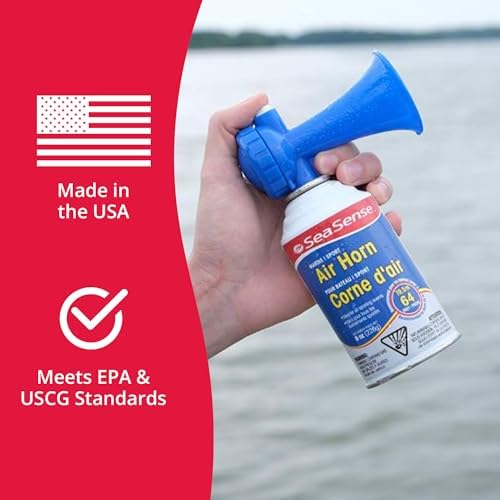 SeaSense Air Horn – Jumbo Size (8 oz), 127 dB – Loud 1 Mile Range, Meets EPA & USCG Standards – Great for Boat & Marine Safety