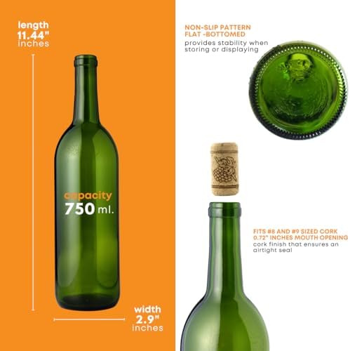 Home Brew Ohio 6 Gallon Bottle Set: Green Claret/Bordeaux (36 Bottles) | Food-grade wine bottles green for winemaking
