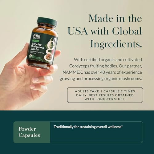 Gaia Herbs Everyday Immune - Mushroom & Herbal Support Supplement to Help Aid Overall Wellness* - with Turmeric, Astragalus, Schisandra, Cordyceps