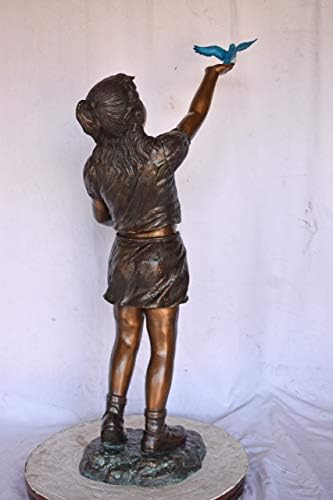 NIFAO Girl with Bluebirds, Lost Medium Bronze Statue, 25" L x 23" W x 41" H