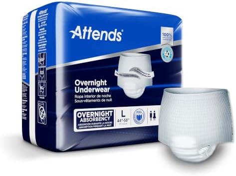 Attends Overnight Underwear for Adult Incontinence Care with ConfidenceCuff™ Protection, Overnight Absorbency, Unisex, X-Large, 12 Count (x4) | Unisex