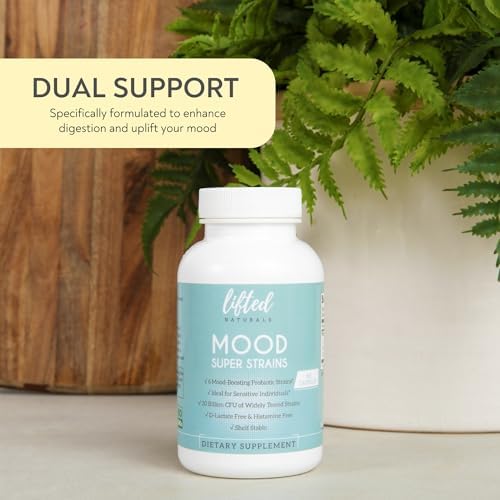 Probiotics - Mood Super Strains Probiotic - Naturally Supports Digestion & Mood - Histamine-Free Probiotics w/ L Rhamnosus GG