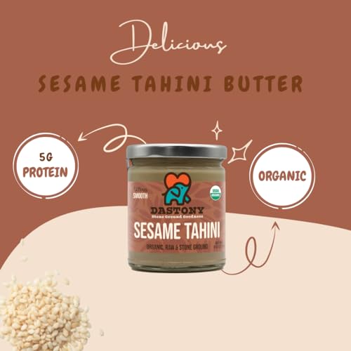 Dastony Organic Raw Sesame Tahini Seed Butter, 8 oz | Only One Ingredient | Vegan, Paleo and Keto Friendly, Non GMO, Gluten-free - Pack of 1